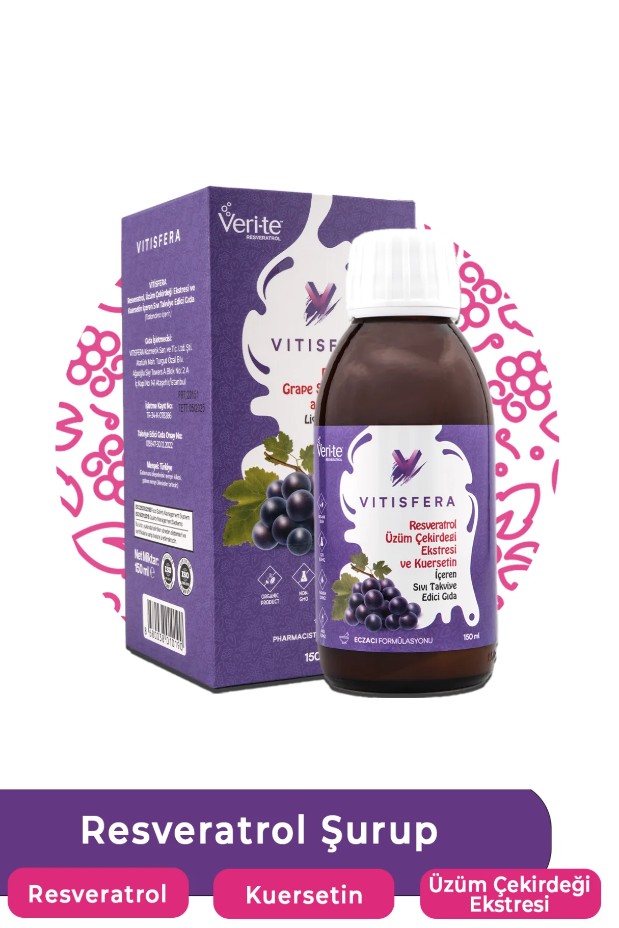 gıda takviyesi, Resveratrol, Kuersetin, Üzüm Çekirdeği Ekstresi, Sophorae japonica, şurup